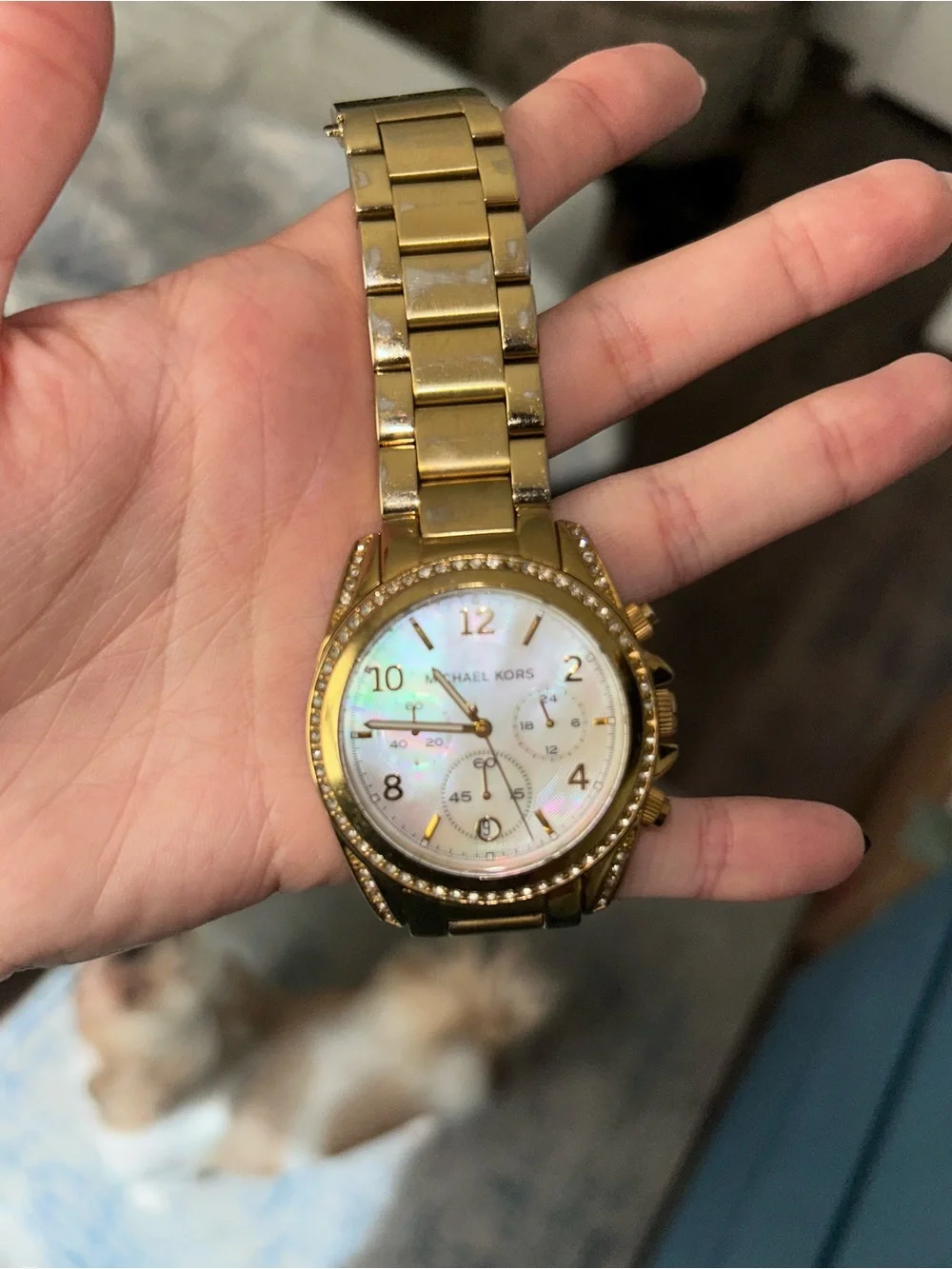 Michael Kors Gold-Tone Mother-of-Pearl Dial Bracelet Watch